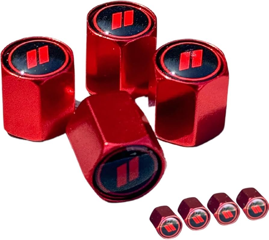 TACTILIAN Red Aluminum Tire Valve Stem Caps for Dodge Challenger (4 Pack)